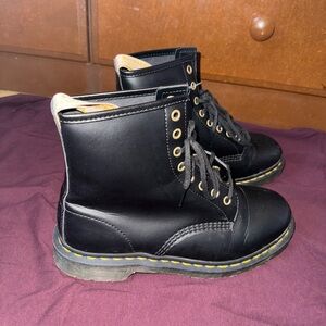 Dr. Martens Black Leather Boots with 8-Eye Lacing